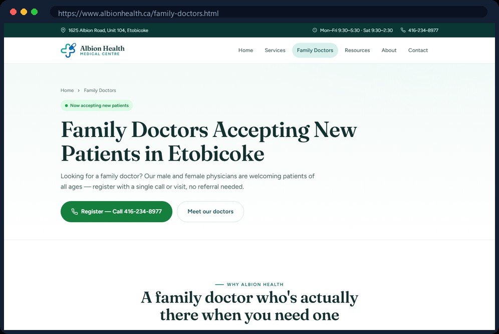 Family Doctors page