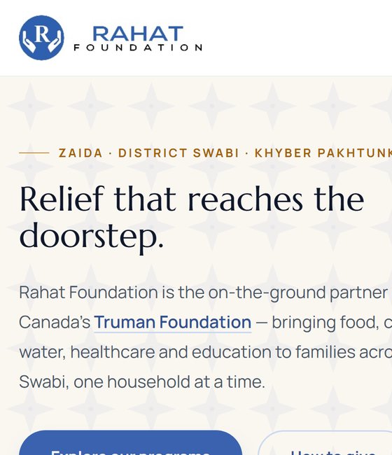 Mobile view of the Rahat Foundation site